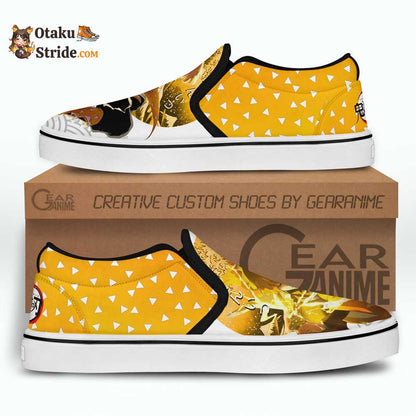 Zenitsu Thunder Slip-On Shoes Canvas Custom Anime Shoes