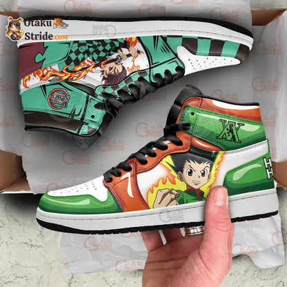 Kamado Tanjro and Gon Freecss J1 Sneakers Anime MN30