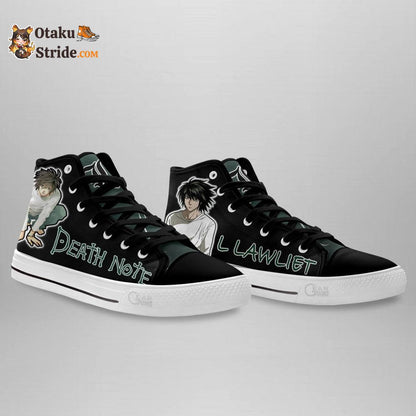 L Lawliet High Top Shoes Custom Dnote Anime Sneakers