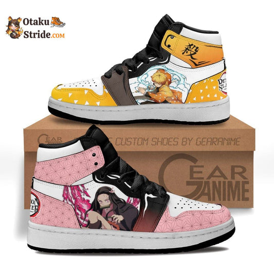 Zenitsu and Nezuko Kids Sneakers Custom Anime Shoes For Kids