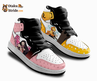 Zenitsu and Nezuko Kids Sneakers Custom Anime Shoes For Kids