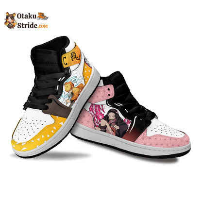 Zenitsu and Nezuko Kids Sneakers Custom Anime Shoes For Kids