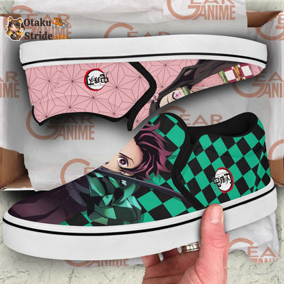 Tanjiro And Nezuko Slip-On Shoes Anime Custom