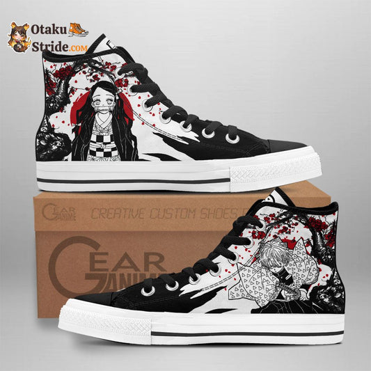 Zenitsu and Nezuko High Top Shoes Custom Anime Sneakers Japan Style