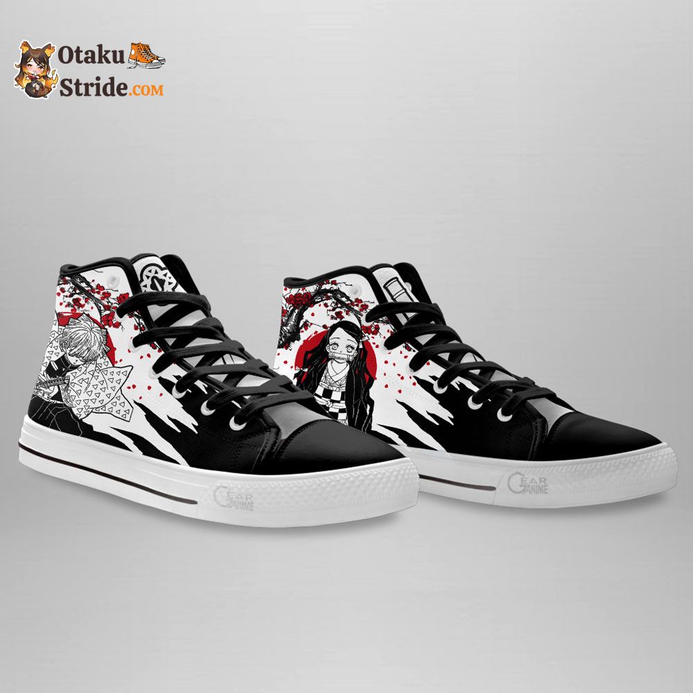 Zenitsu and Nezuko High Top Shoes Custom Anime Sneakers Japan Style