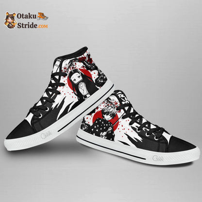 Zenitsu and Nezuko High Top Shoes Custom Anime Sneakers Japan Style