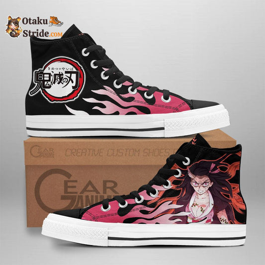 Nezuko Demon High Top Shoes Anime Flame Style