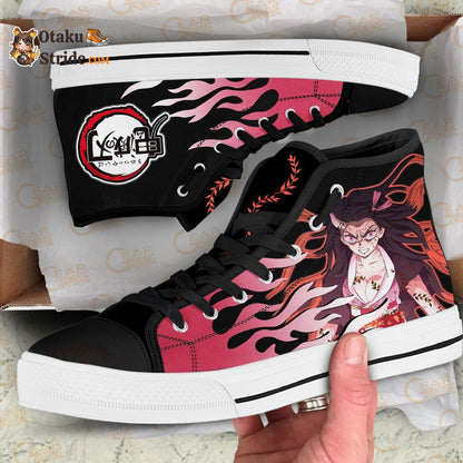 Nezuko Demon High Top Shoes Anime Flame Style