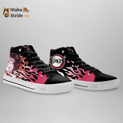 Nezuko Demon High Top Shoes Anime Flame Style