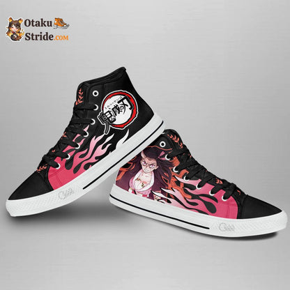 Nezuko Demon High Top Shoes Anime Flame Style