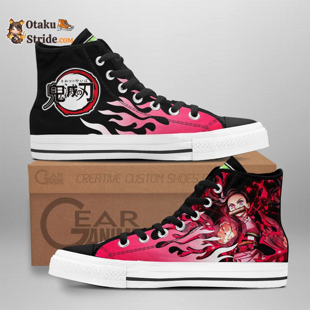 Nezuko Blood Demon Art High Top Shoes Flame Sneakers