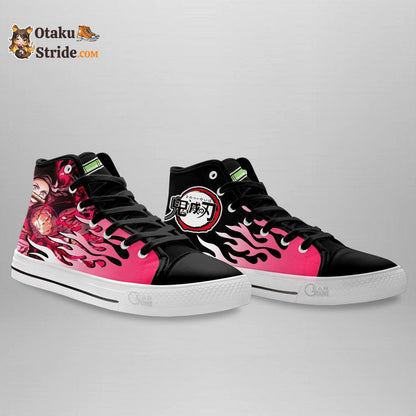 Nezuko Blood Demon Art High Top Shoes Flame Sneakers