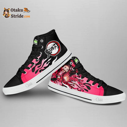 Nezuko Blood Demon Art High Top Shoes Flame Sneakers