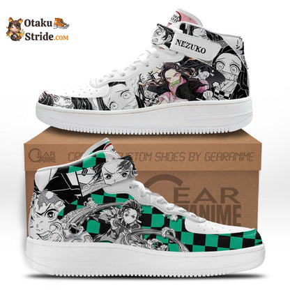 Tanjiro Nezuko Sneakers Air Mid Anime Shoes Mix Manga