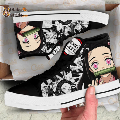 Nezuko High Top Shoes Custom Anime Sneakers Mix Manga